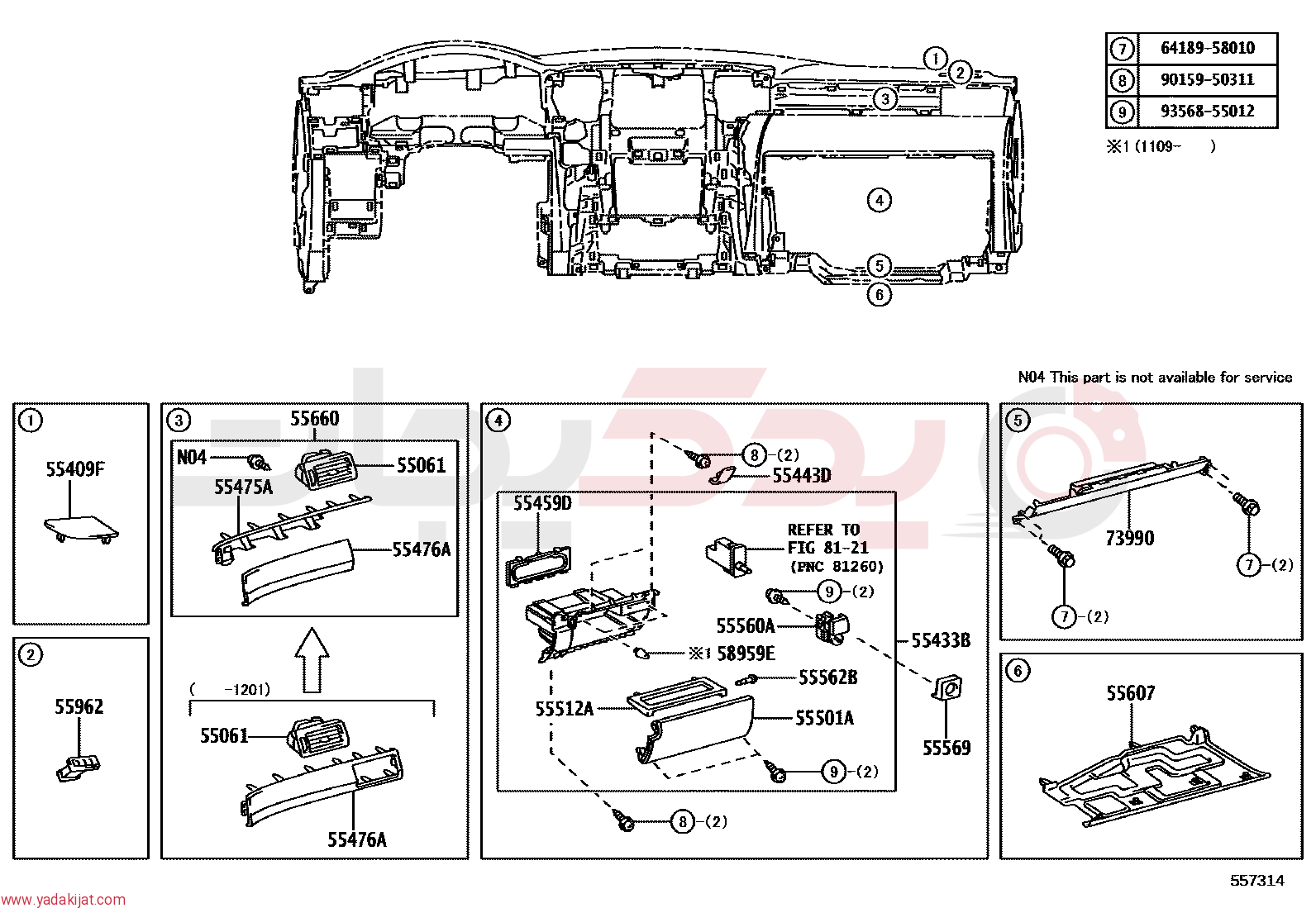 REGISTER ASSY, INSTRUMENT PANEL, NO.2 | 5566060381